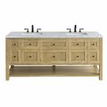 James Martin Vanities Breckenridge 72in Double Vanity, Light Natural Oak w/ 3 CM Carrara Marble Top 330-V72-LNO-3CAR